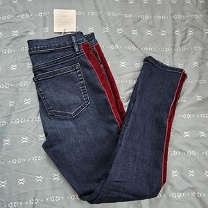 LOFT Skinny vintage wash jeans with red velvet side size 2P